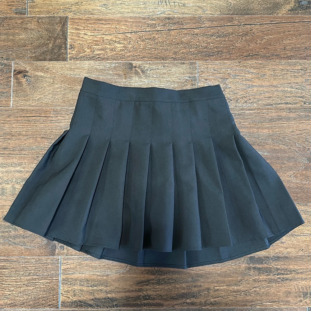 Black Pleated Skater Skirt